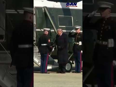 President Trump hands U.S. Marine a Presidential Challenge Coin