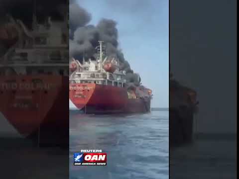 Video showed thick black smoke rising from a vessel at sea